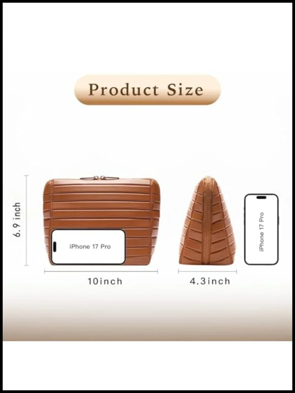 PU Leather Travel Makeup Bag with Fold-Down Design and Adjustable Dividers